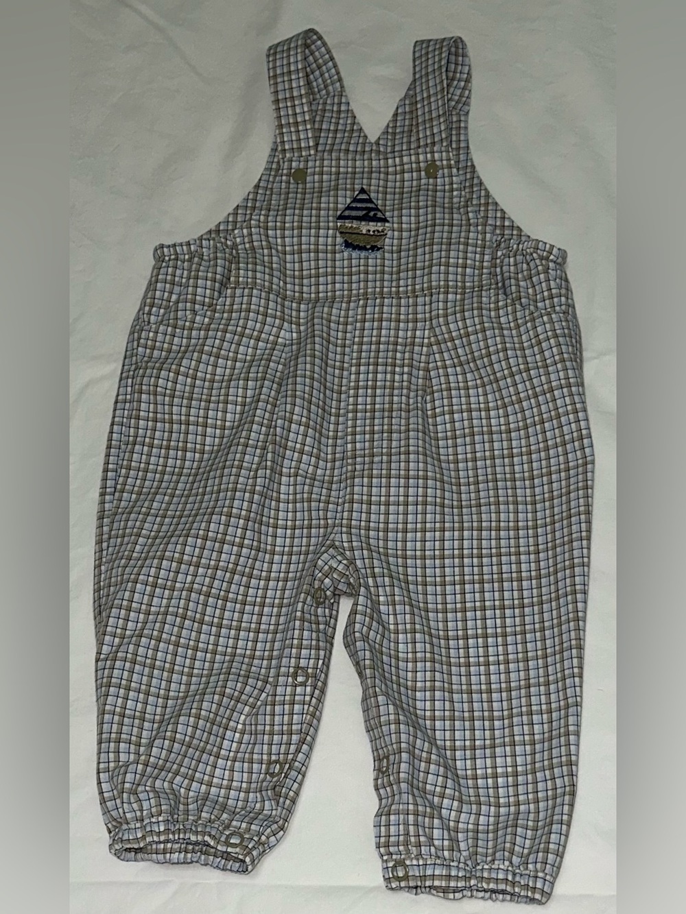 babyPLACE Plaid Button-Up Shirt in Light Blue and Tan
